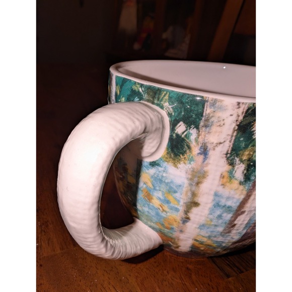 Pier 1 Imports Ironstone Ceramic Birch Trees Forest Art Pattern Coffee Mug Large - Picture 4 of 5
